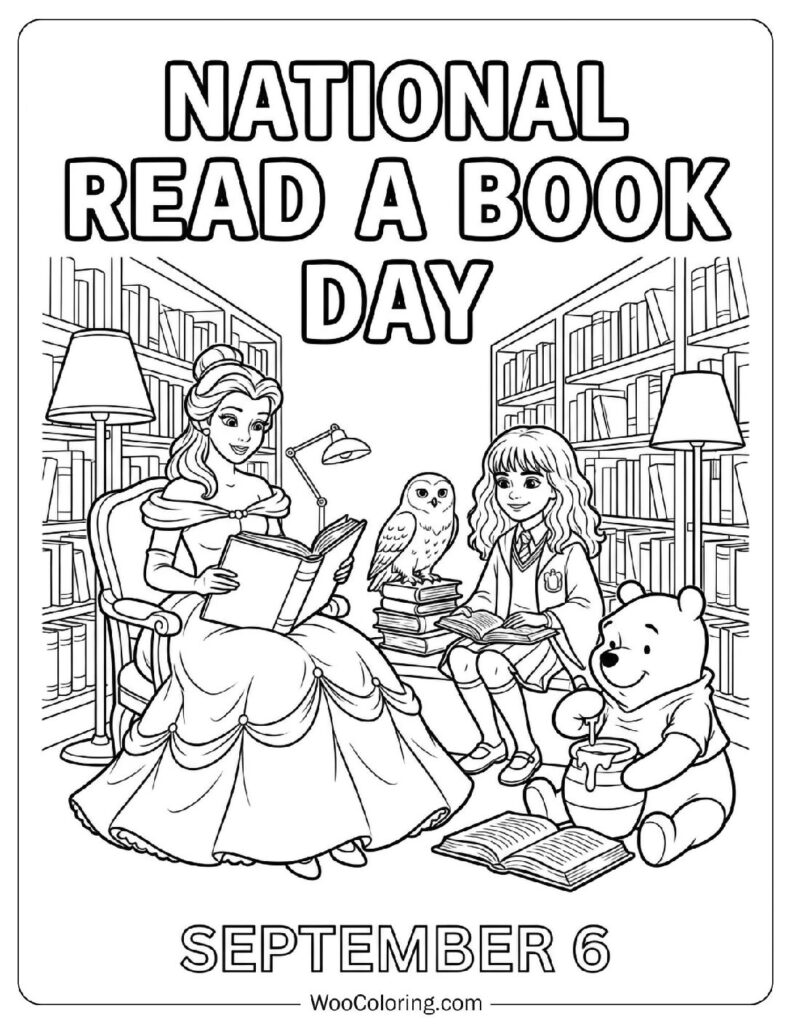 September 6 – National Read a Book Day Coloring Sheet for Preschoolers