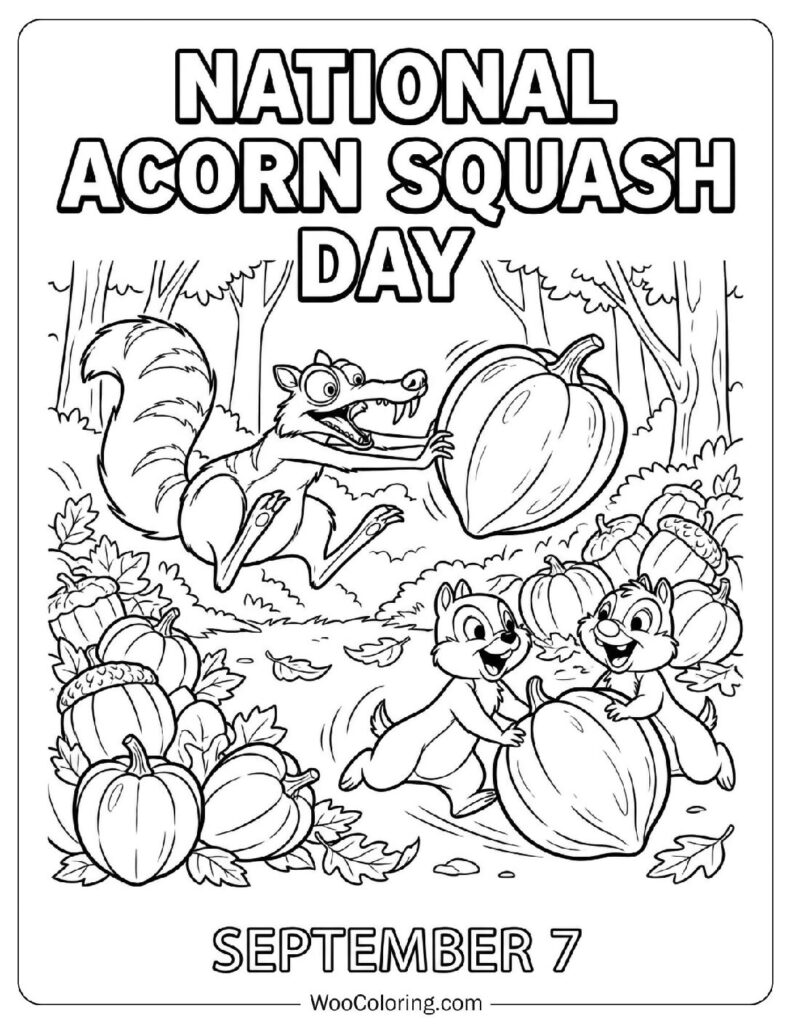 September 7 – National Acorn Squash Day Picture to Color