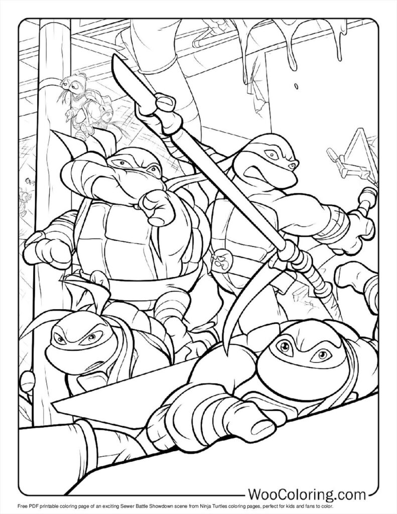 Sewer Battle Showdown Coloring In For Kids