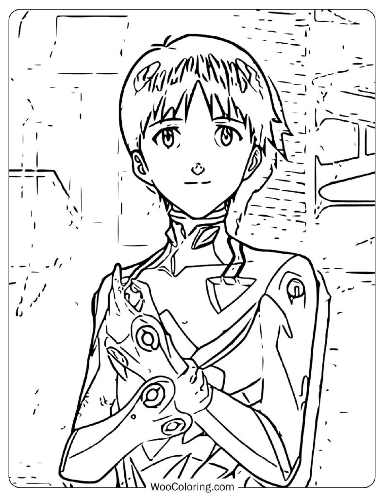 Shinji Ikari – The Most Emotionally Complex Protagonist from Evangelion Coloring Sheet For Kids