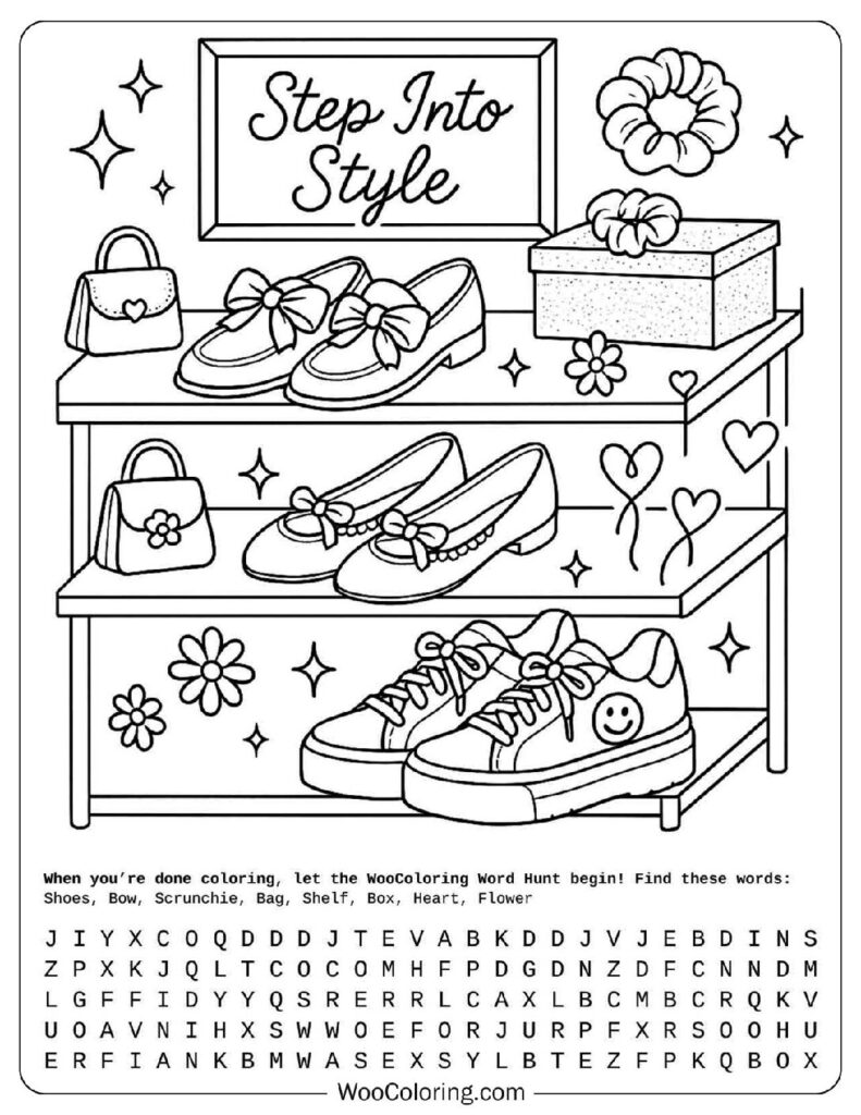 Shoe Preppy Display with Bows, Pearls, and Smiles