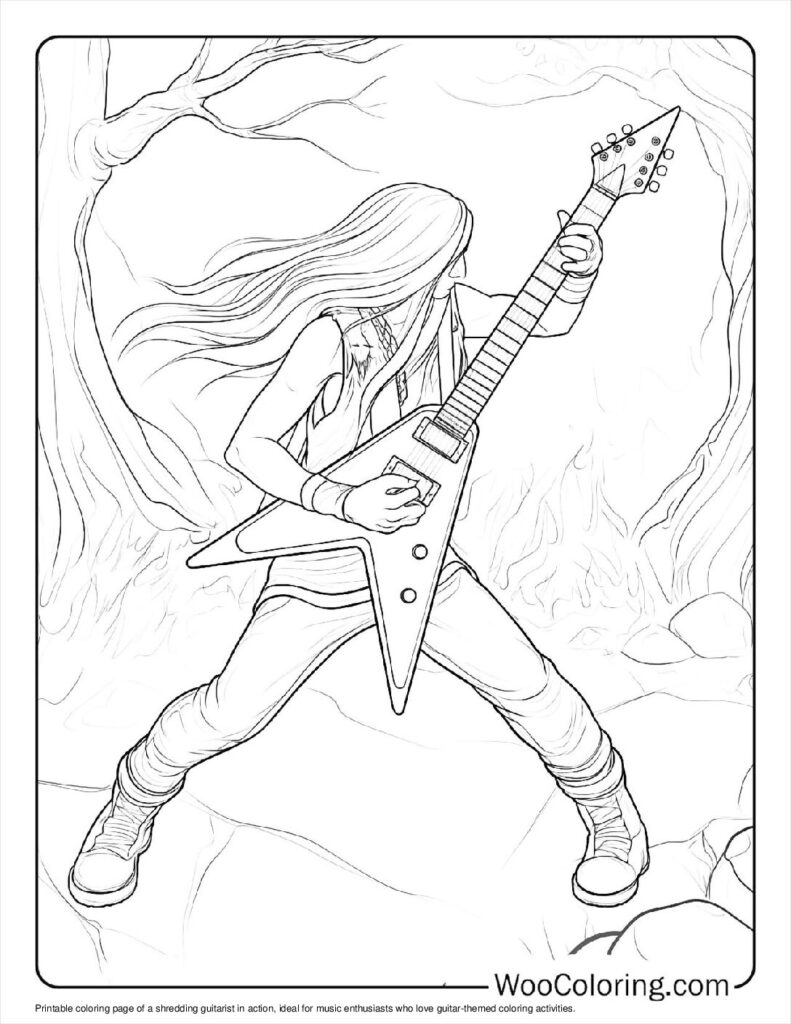100  Guitar coloring pages  Free PDF To Print  - 21