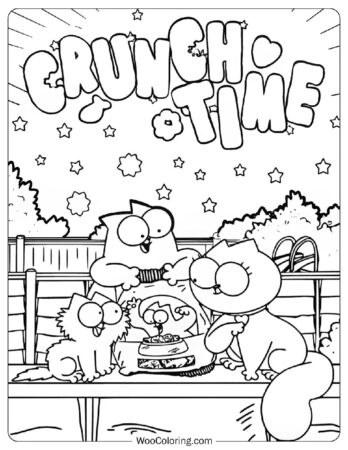 Simon's Cat Featuring Kitten, Chloe, and Maisy Coloring Page
