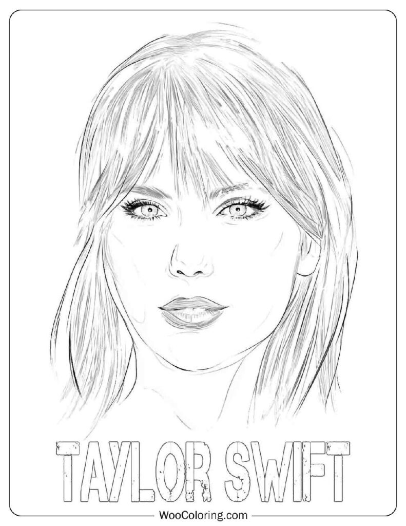 Simple And Elegant Outline Portrait Of Taylor Swift Coloring Page