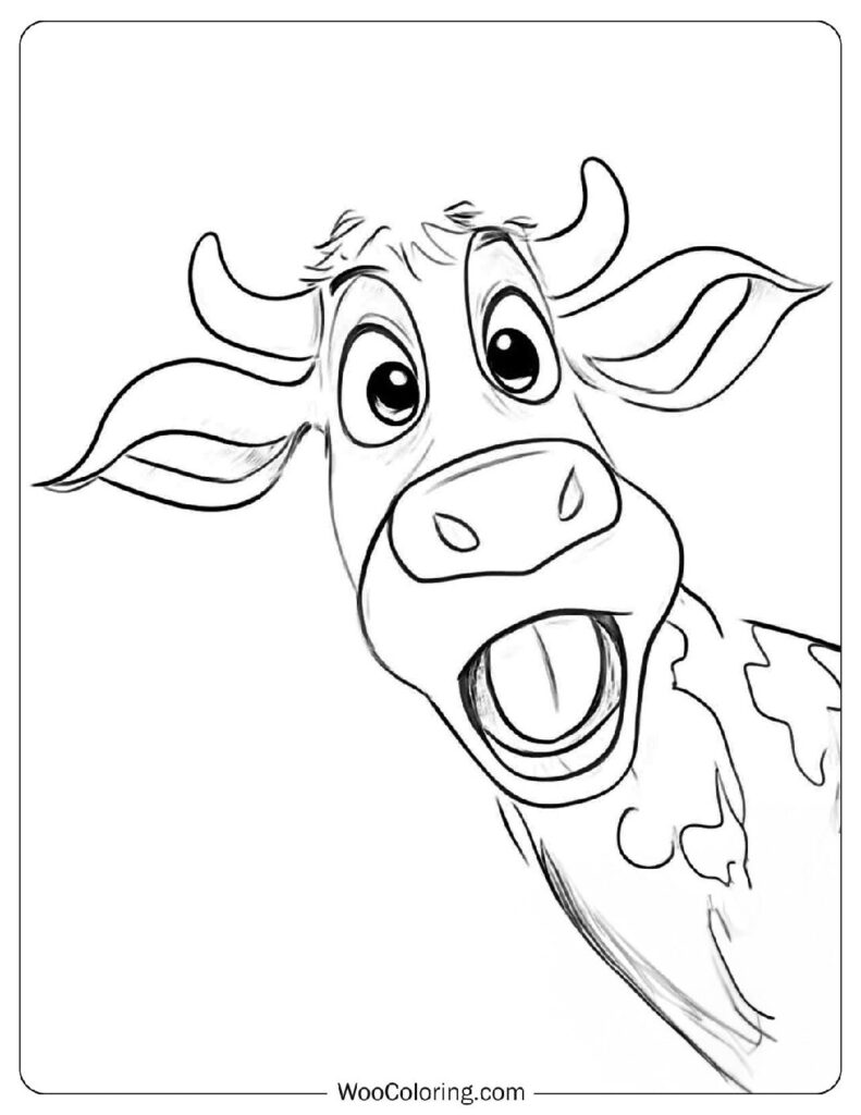 Simple Cartoon Outline Cow Sketch For Coloring