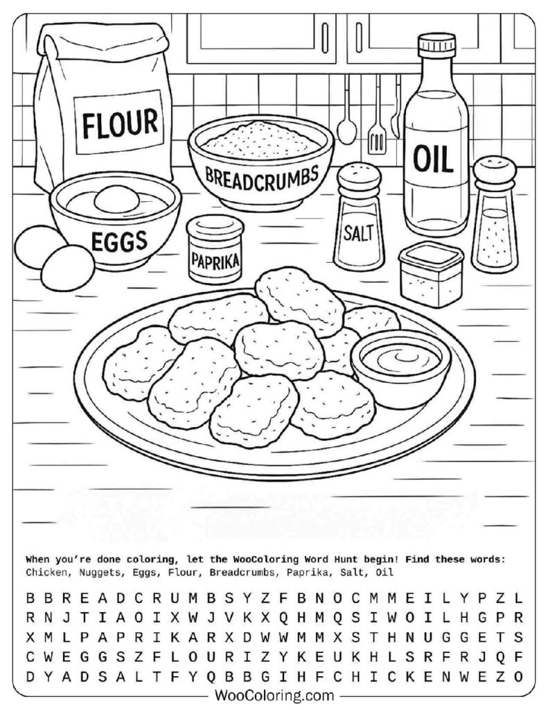 Simple Chicken Nuggets with Paprika, Flour, Eggs and Salt