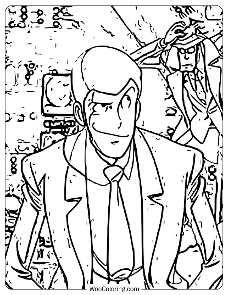 Simple Coloring Page Of Arsène Lupin III – The World’s Greatest Gentleman Thief in Anime History