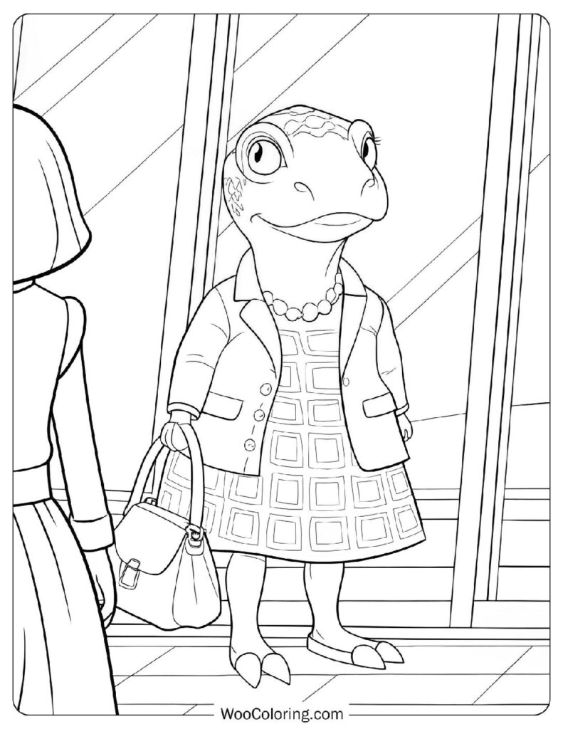 Simple Coloring Page Of Girl Dinosaur Fashion