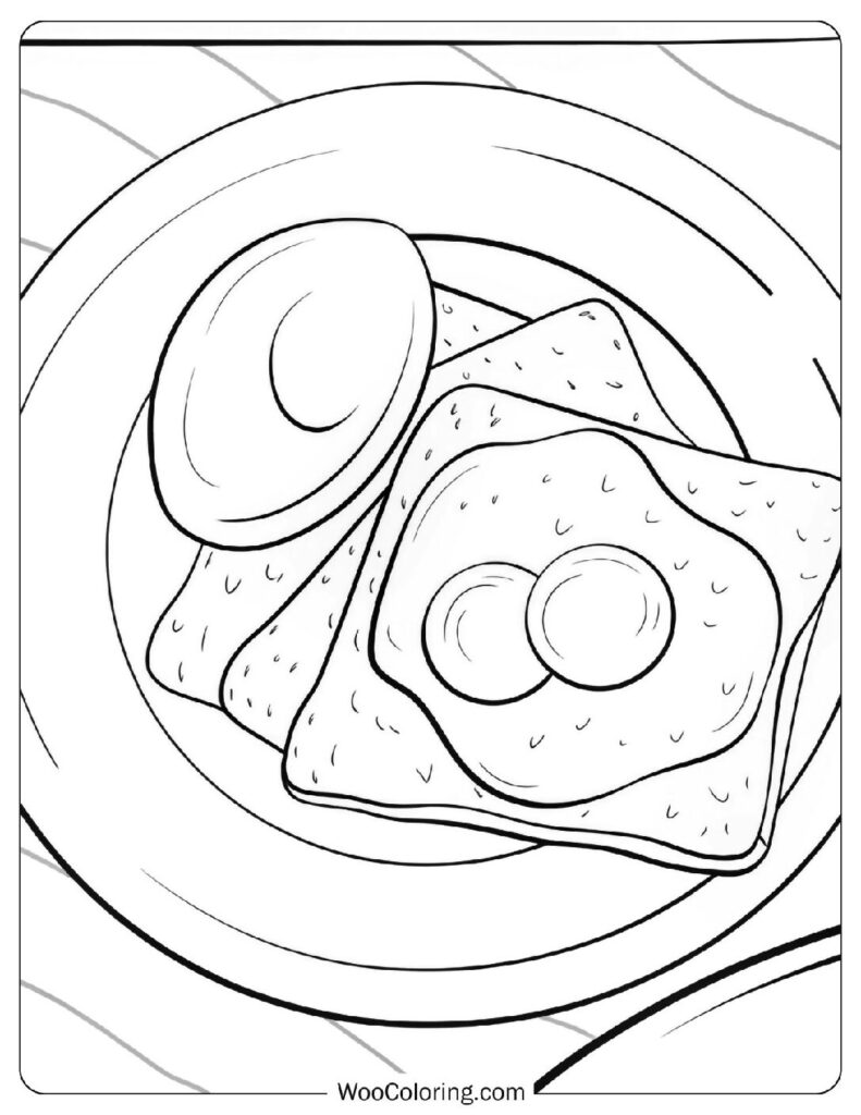 Food coloring page of Perfect Eggs On Toast Breakfast Food