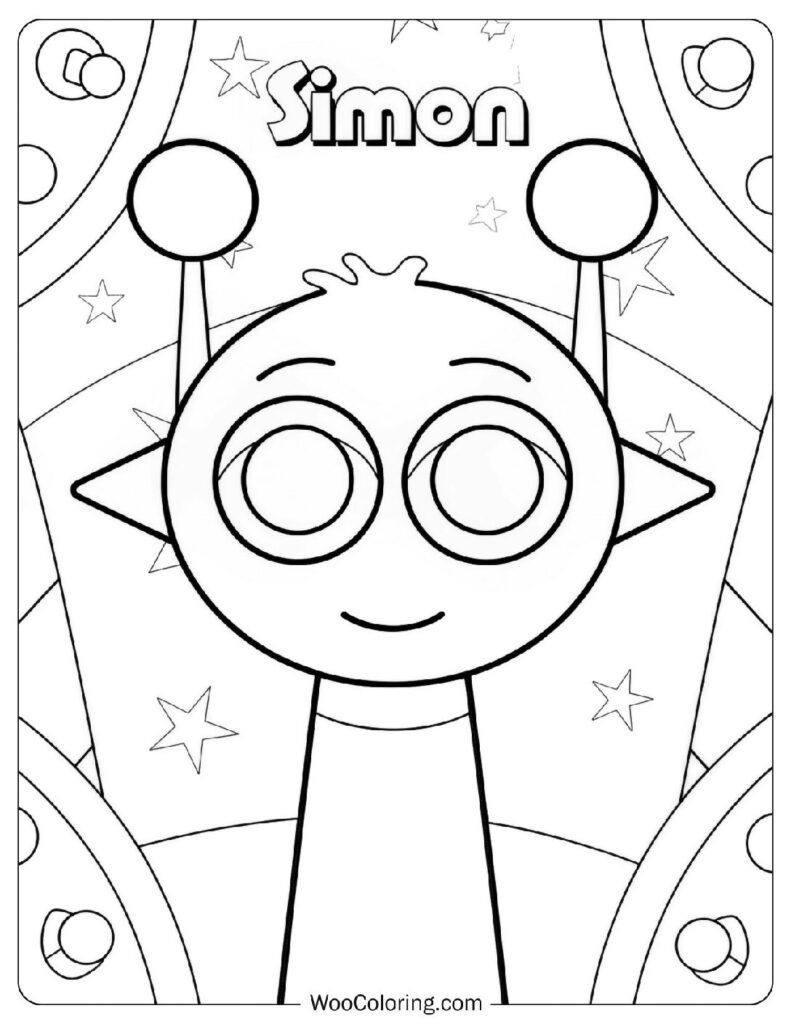 Simple Coloring Page Of Sprunki Yellow (Simon)