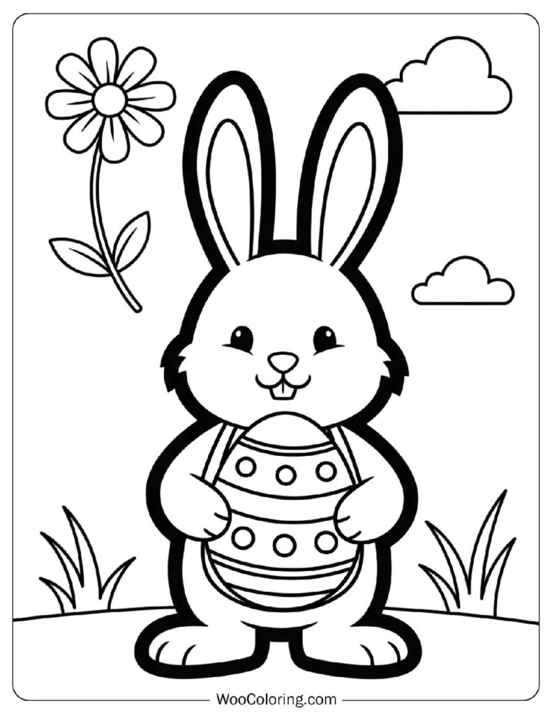 Simple Easter Bunny Outline Coloring Page for Preschoolers