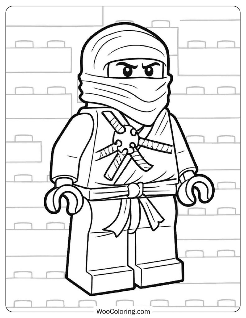 Jay the Blue Ninja from Lego Ninjago Standing Proudly with Lightning Energy Coloring Page