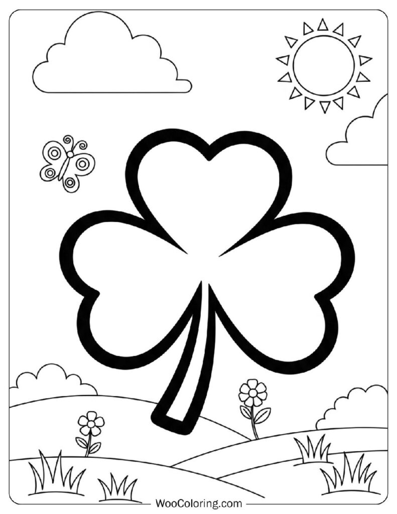 Simple Lucky Shamrock Outline for Crafting Coloring Sheet for Preschoolers