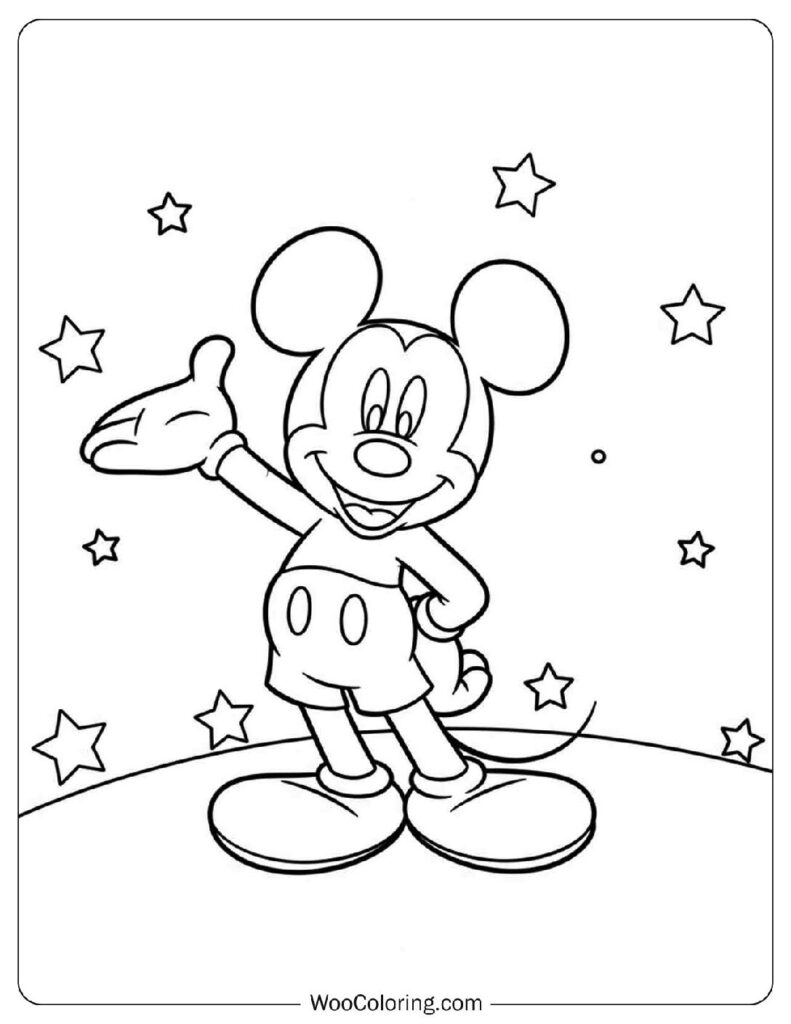 Simple Mickey Mouse Outline for Kids to Color