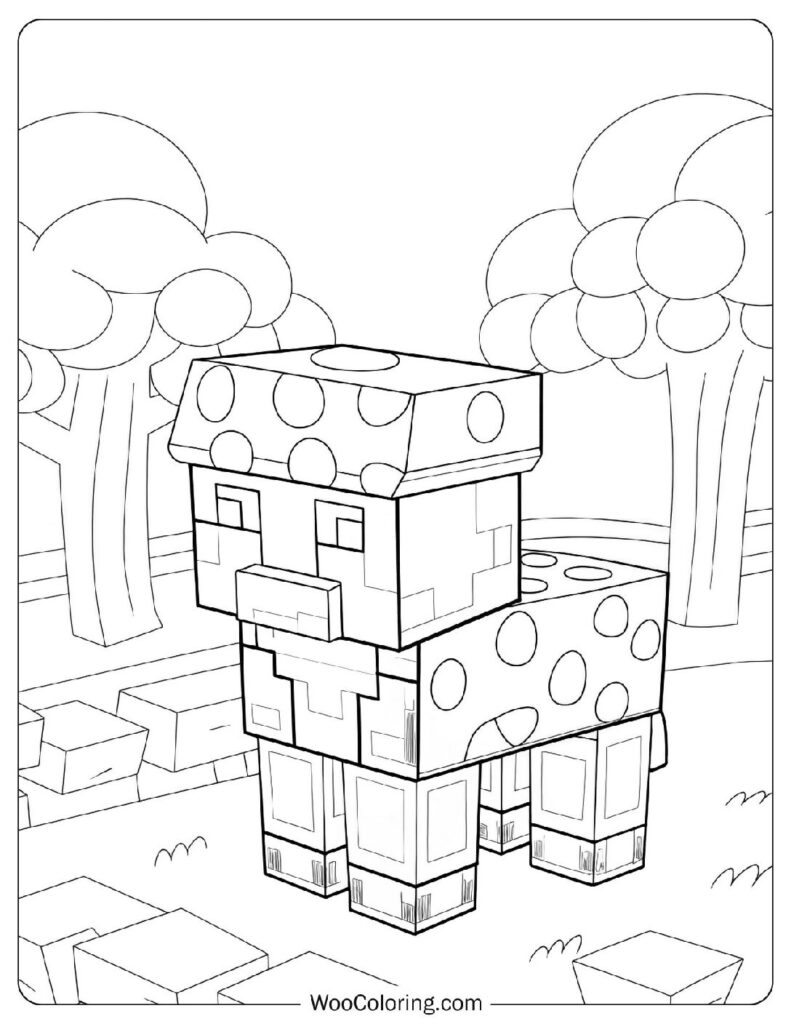 Simple Minecraft Mushroom Cow To Color