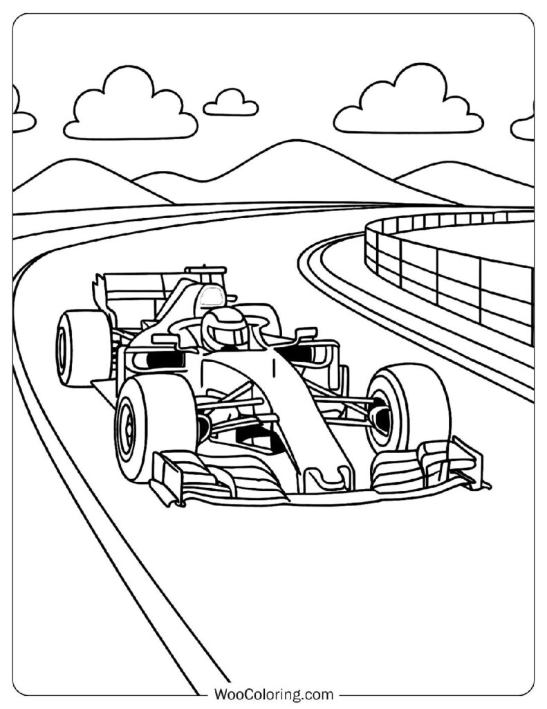 Simple Outline of F1 Car Cornering on Race Track