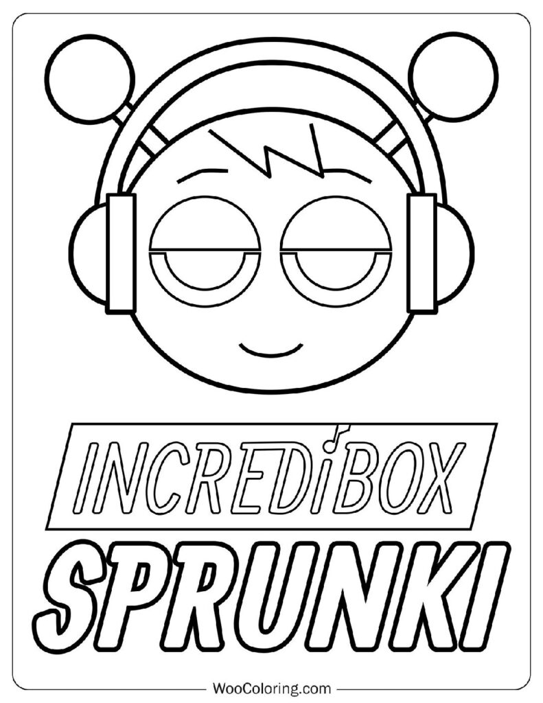 Simple Outline of Incredibox Sprunki Logo Coloring Sheet