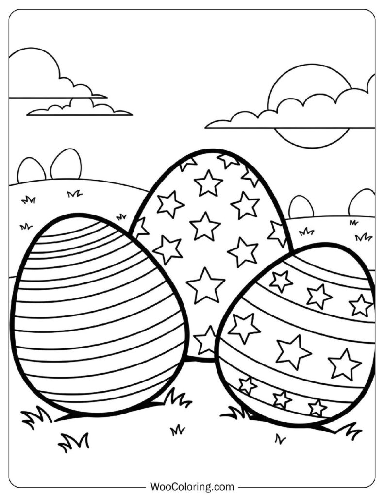 Simple Striped and Star Patterned Easter Eggs