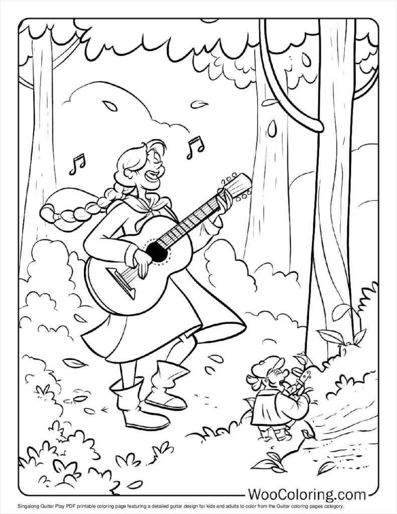 100  Guitar coloring pages  Free PDF To Print  - 47