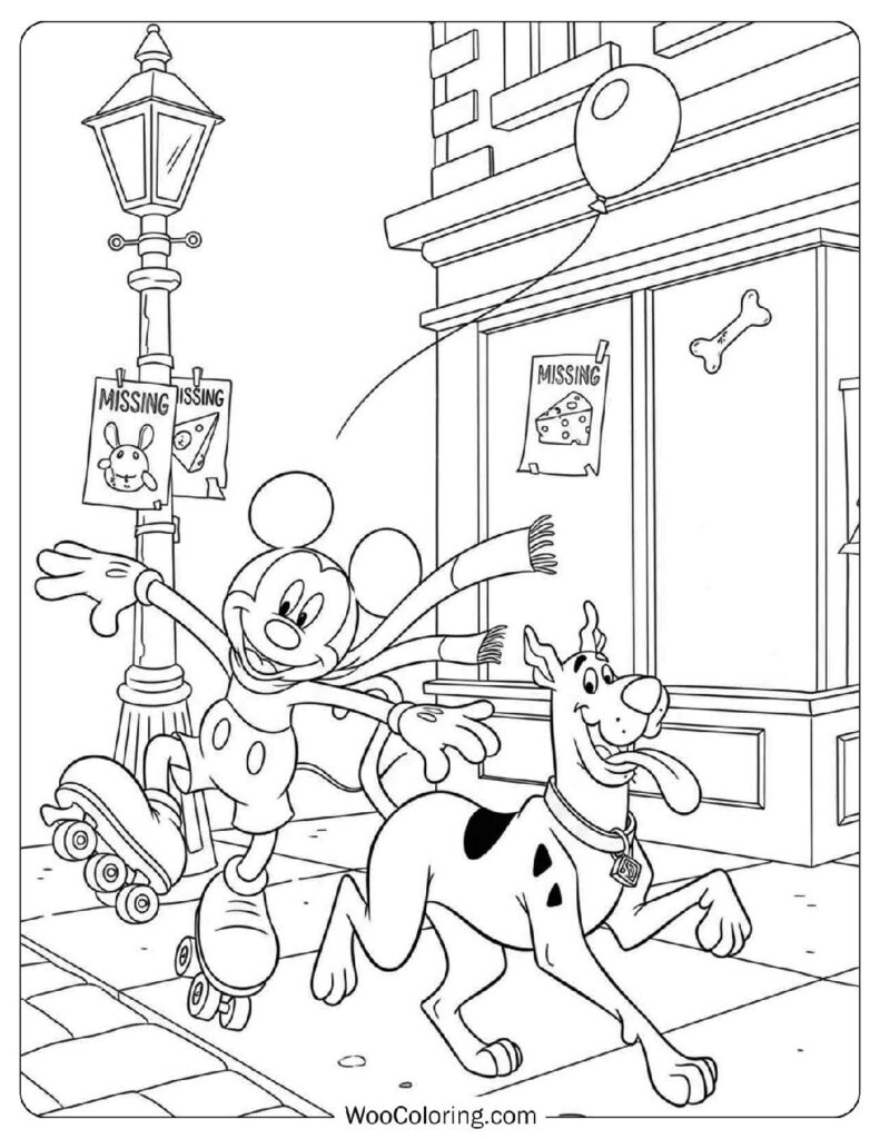 Skating Through Town With Mickey Mouse With Scooby-Doo