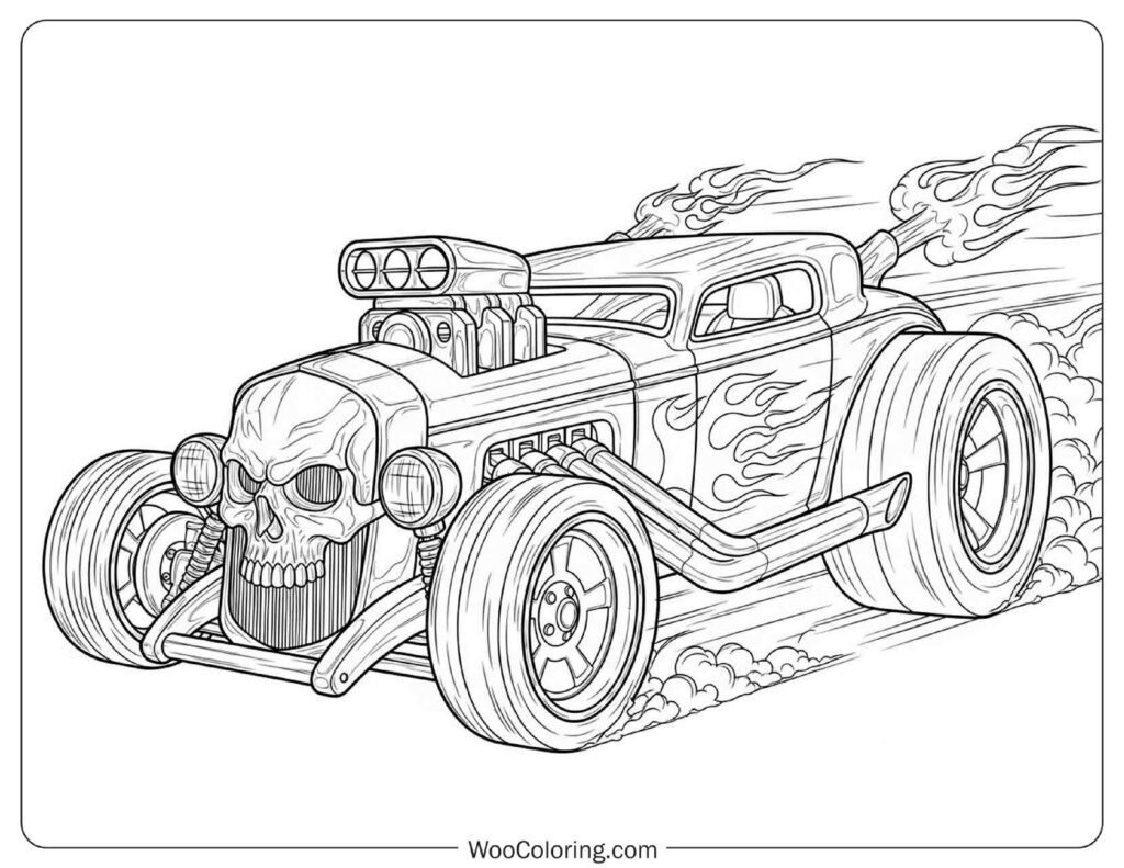 Skull Grill Hot Wheels Bone Shaker Cruising Coloring Sheet