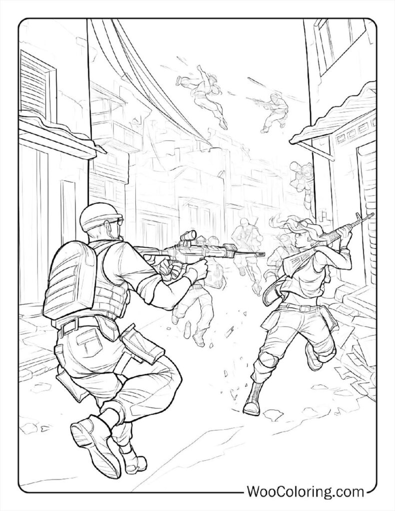 Slum Battle Coloring Page For Kids