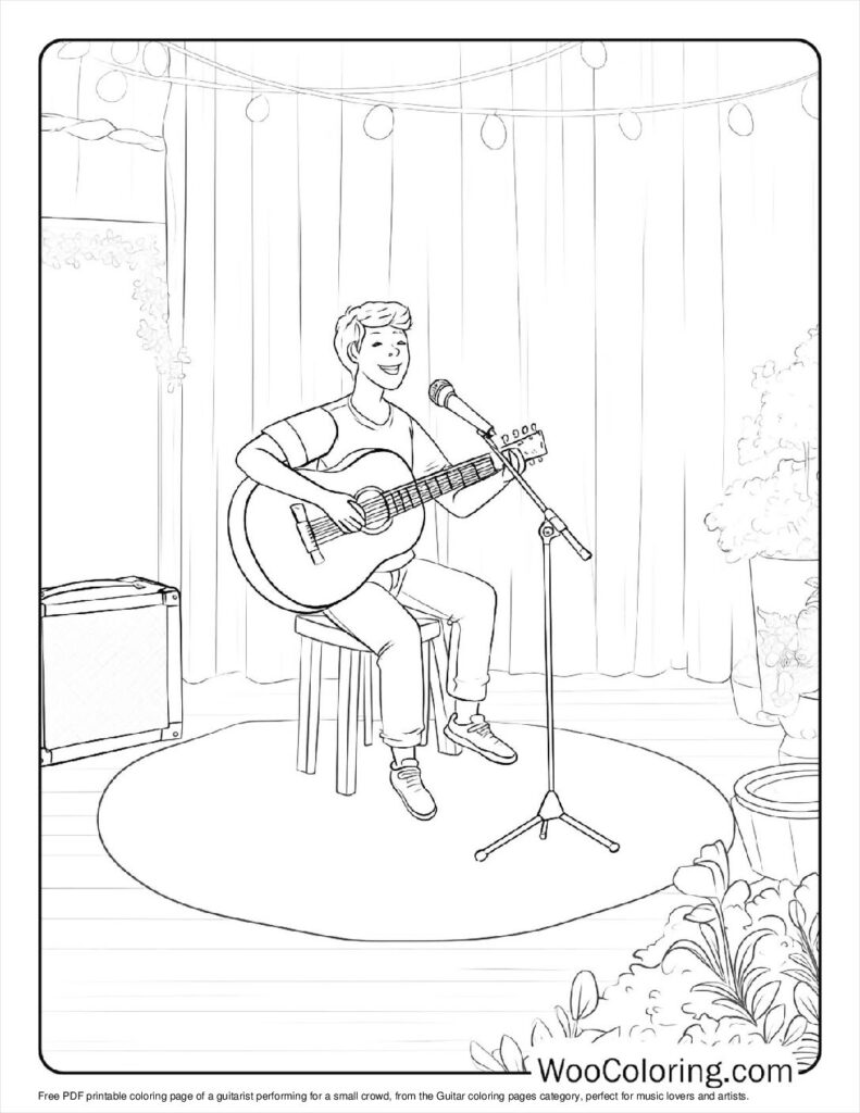 100  Guitar coloring pages  Free PDF To Print  - 60