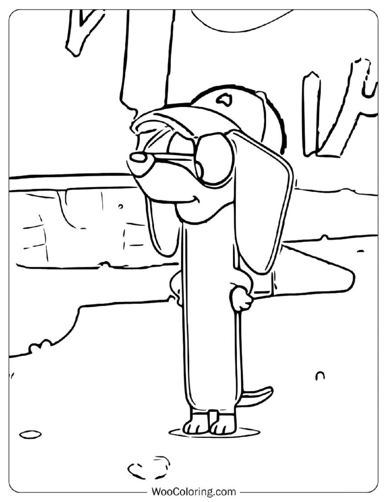 Snickers The Awesome Longdog in the Park To Color