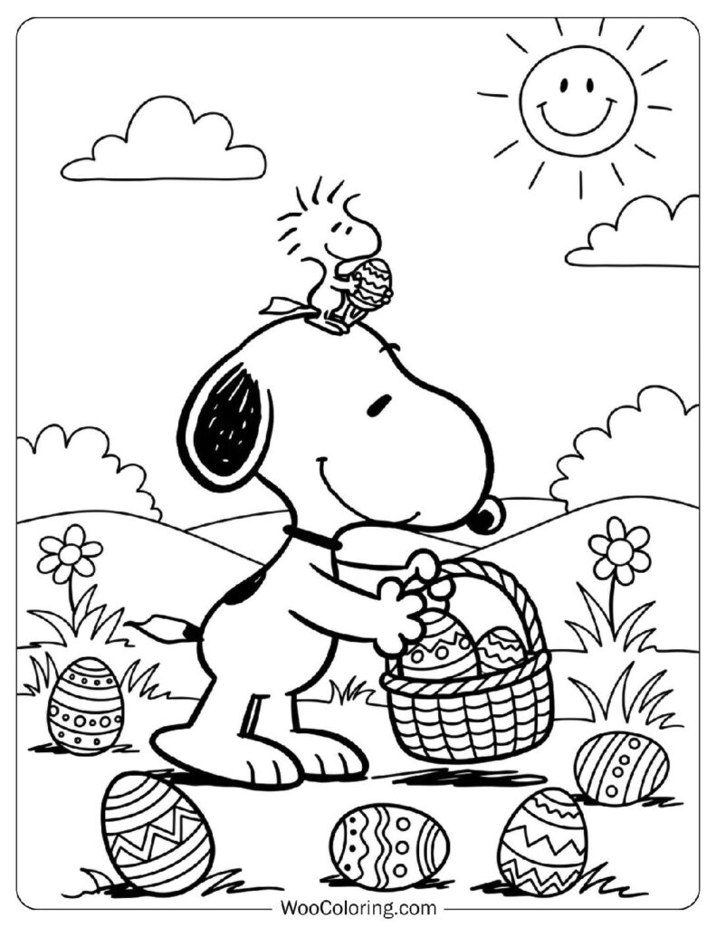 Snoopy and Woodstock Collecting Easter Eggs