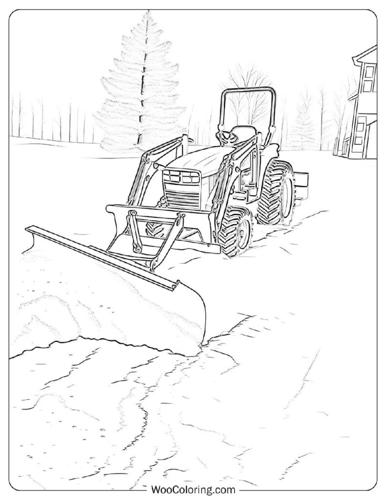 Snow Tractor Pushing Snow