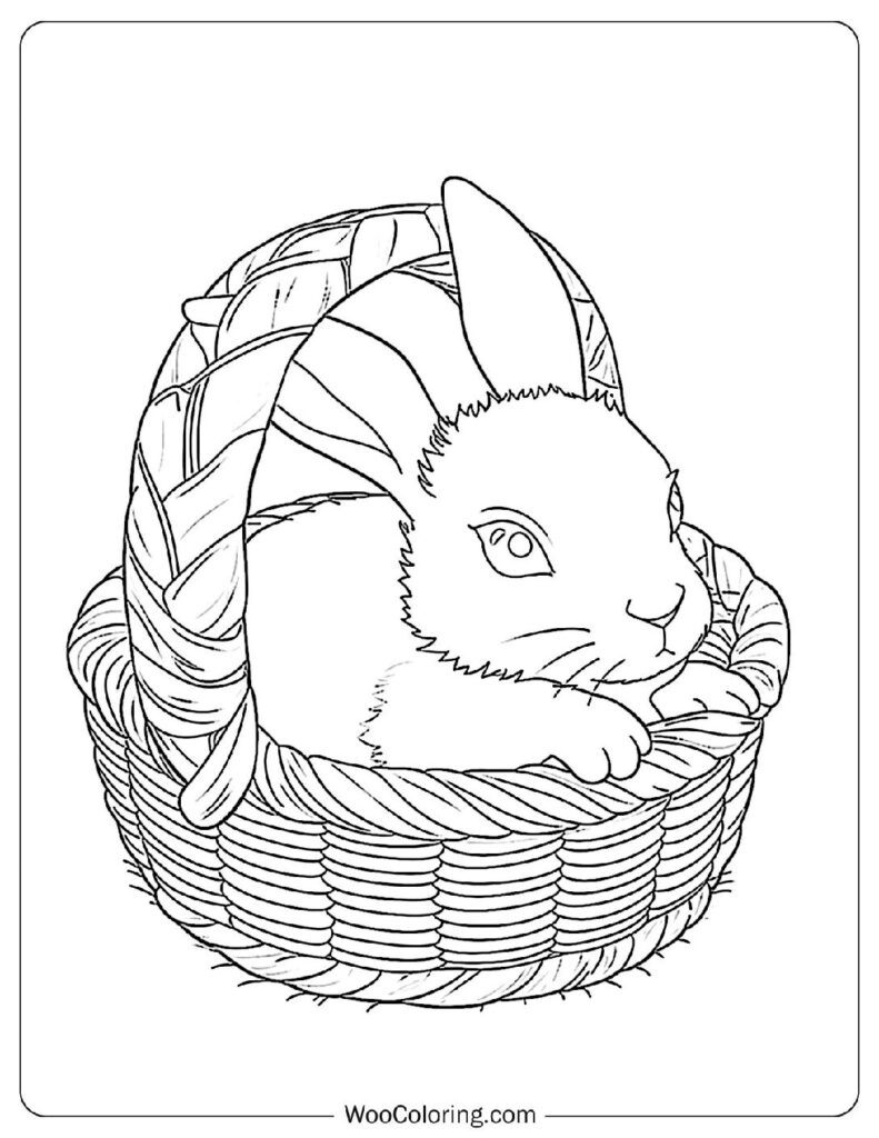 Snuggled Rabbit Coloring Sheet