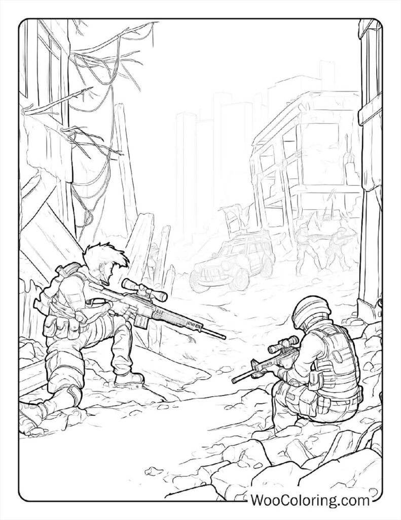 Soldiers' Struggle Coloring In For Kids
