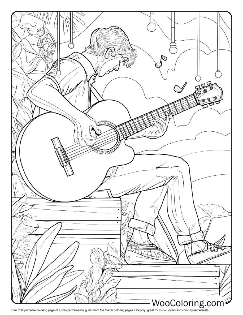 100  Guitar coloring pages  Free PDF To Print  - 37