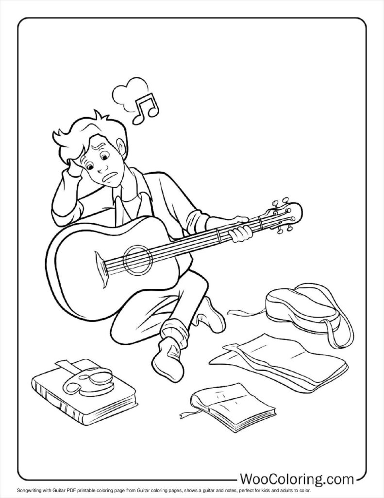 100  Guitar coloring pages  Free PDF To Print  - 59