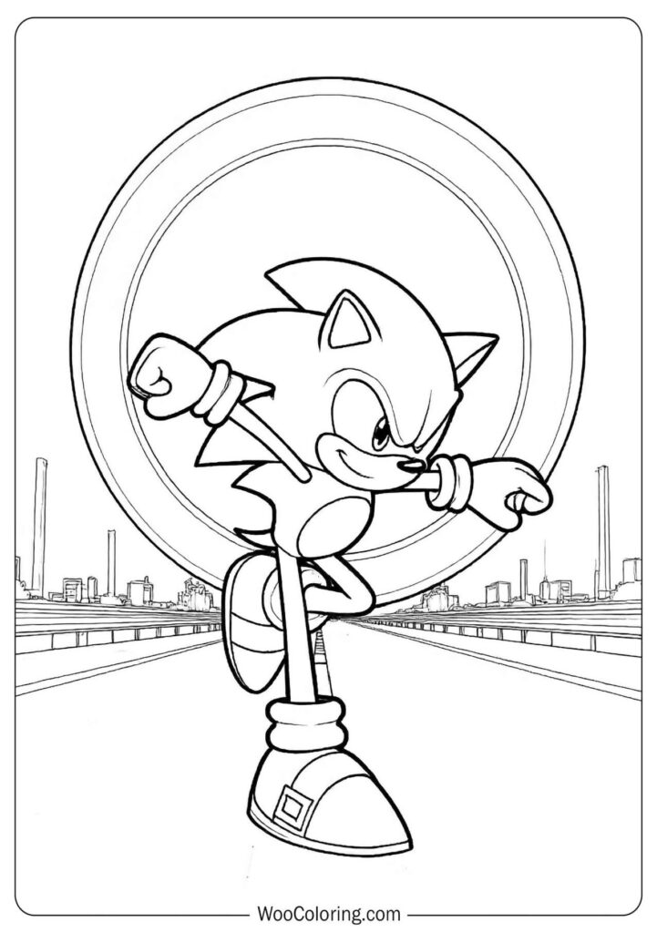 Sonic 3 Movie Coloring Page showing cinematic detail and dynamic motion