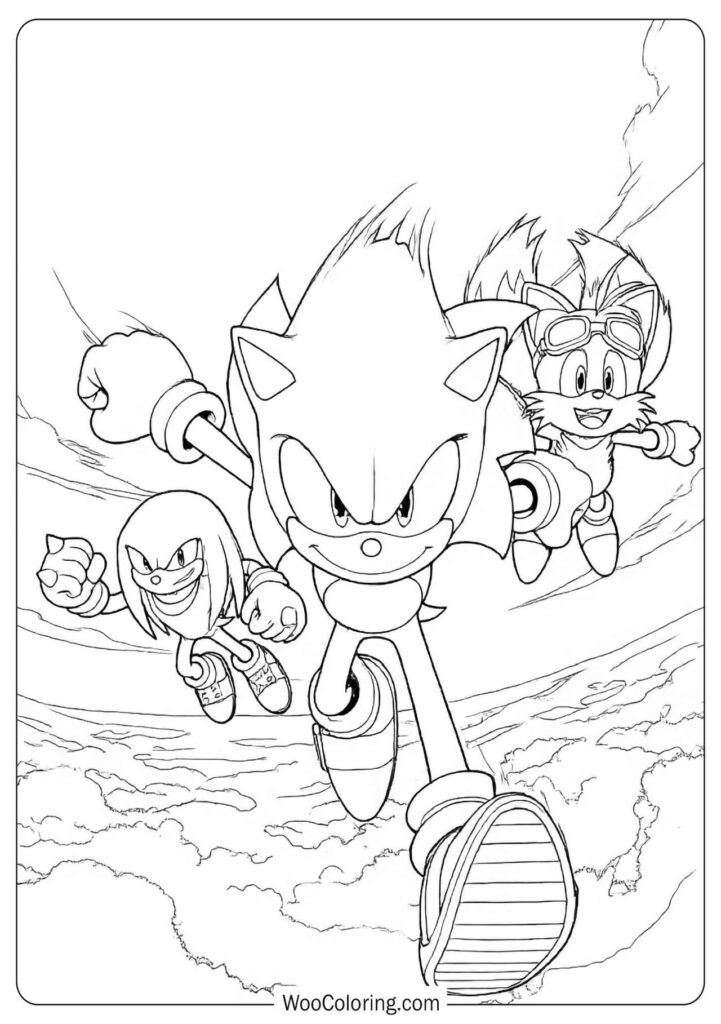 Sonic Heroes Team Flight captured in the sky with teamwork energy and bright character poses