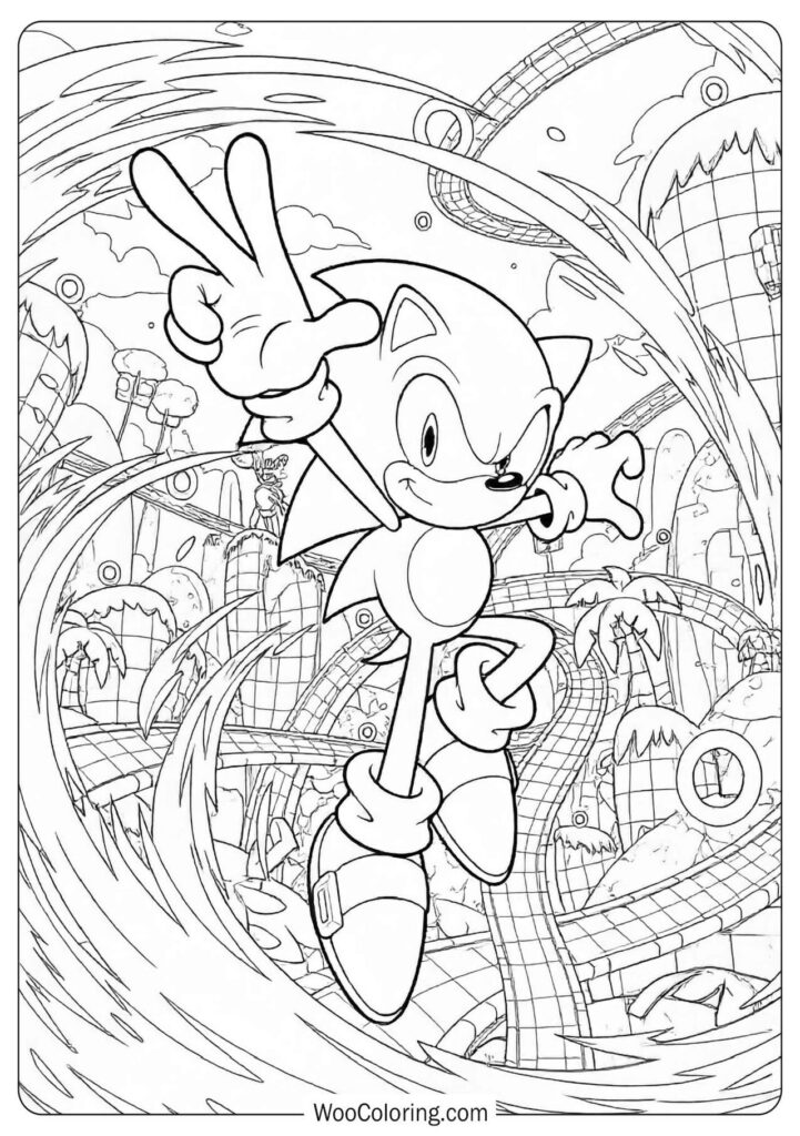 Sonic Mania Retro Adventure Coloring Sheet inspired by arcade visuals and joyful classic action