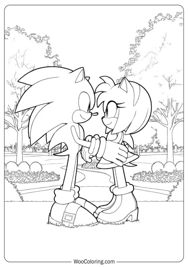 Sonic and Amy Together in a heartfelt moment that blends friendship and classic game vibes