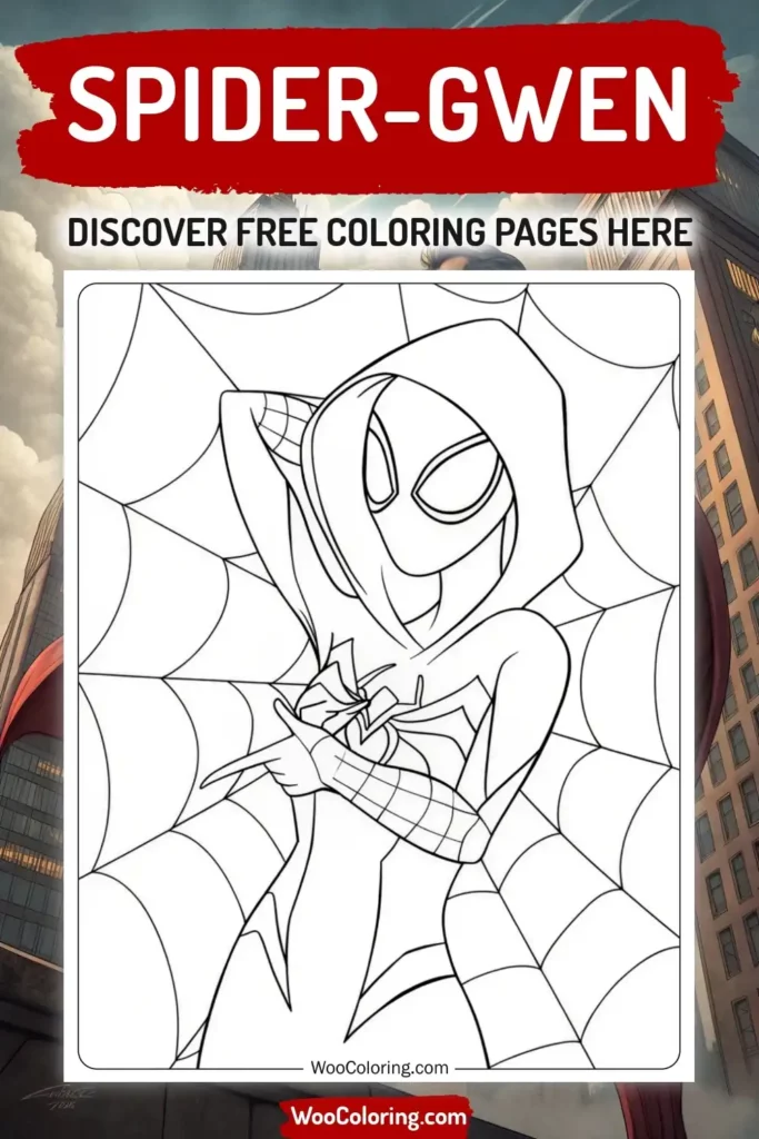 Spider-Gwen coloring pages designs with superhero