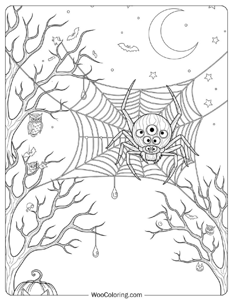 Spider and Cobweb coloring page
