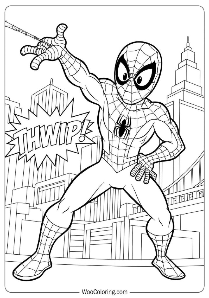 Spiderman Cartoon Style Hero Posing in a Playful and Exaggerated Comic Scene