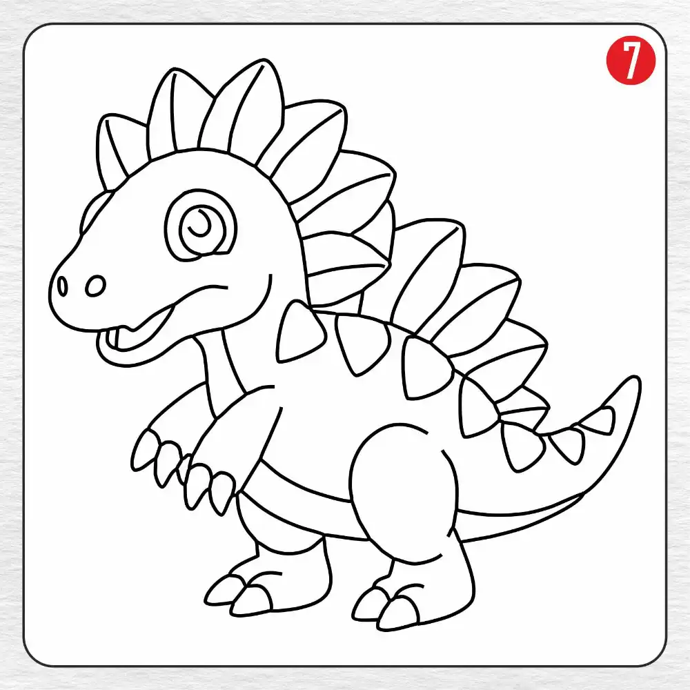 Spinosaurus coloring page drawing step 7
