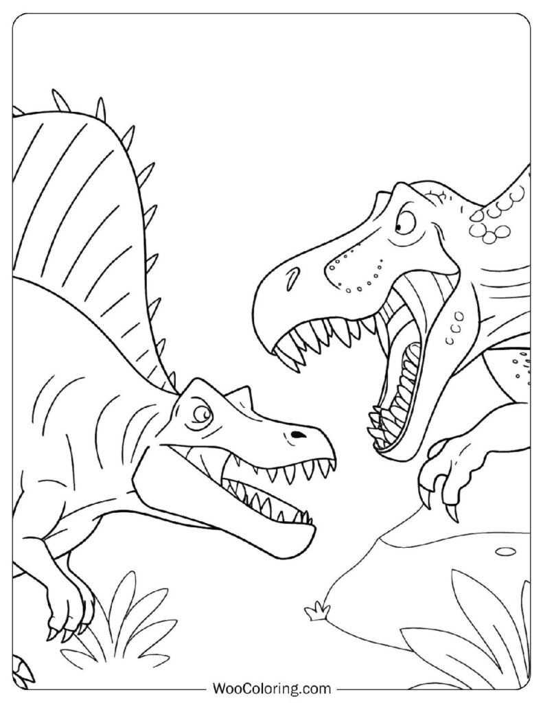 Spinosaurus vs T-Rex Sheet to Color
