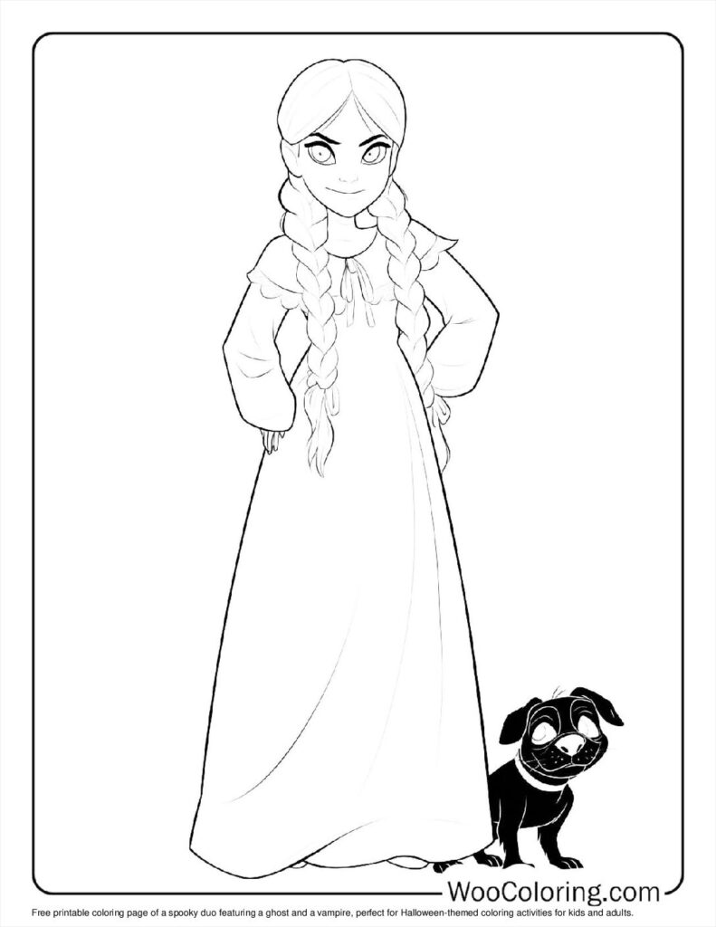Spooky Duo Coloring In For Kids
