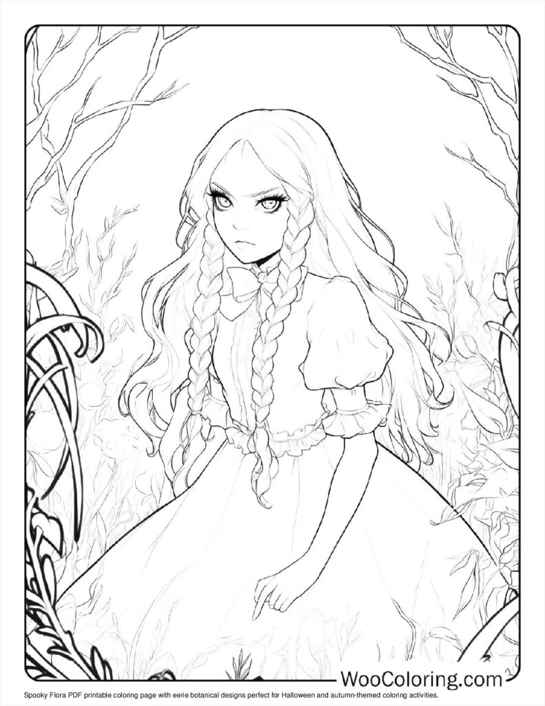 Spooky Flora Coloring Page For Kids