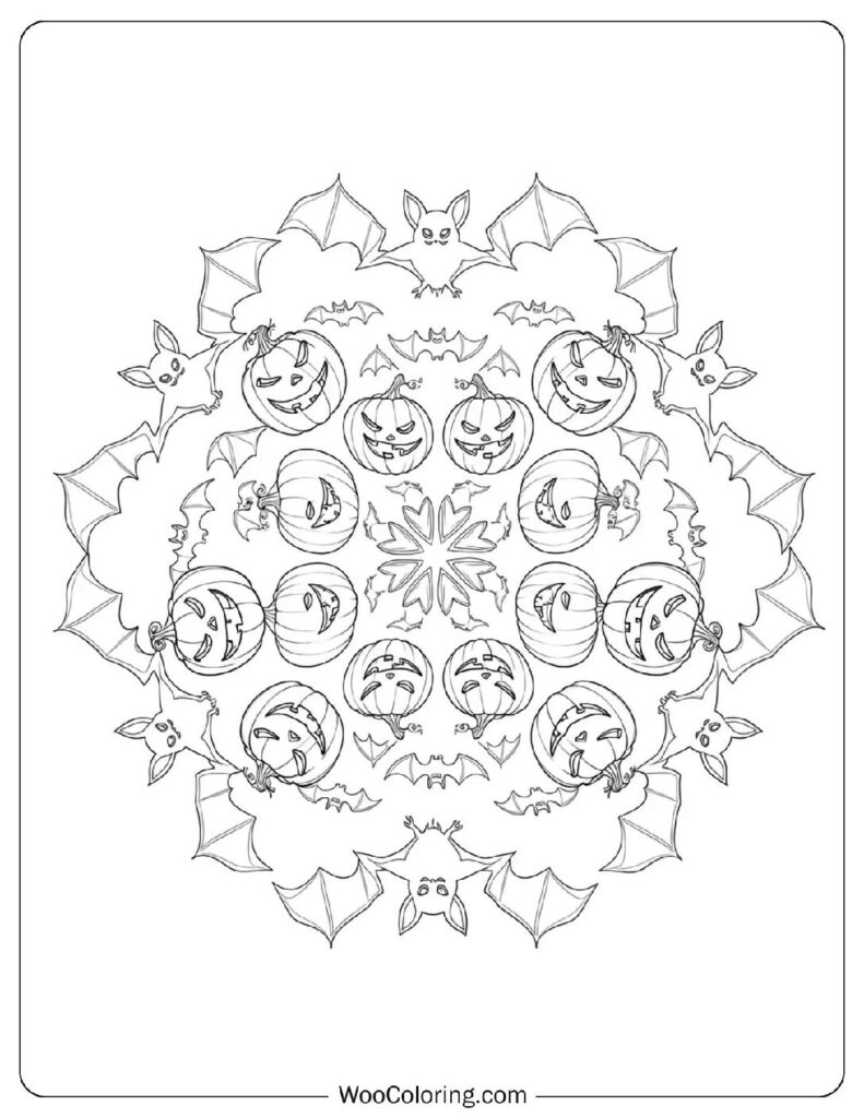Spooky Halloween Mandala coloring page