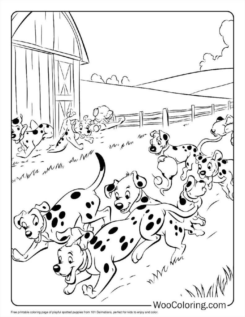 Spotted Puppies Play To Color