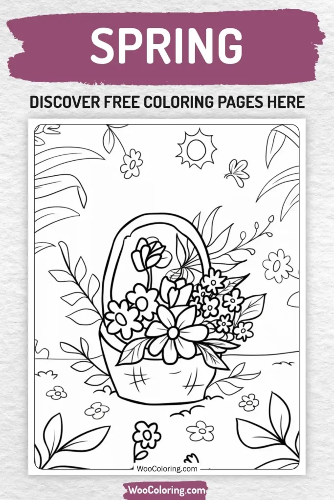 Spring coloring pages designs for kids
