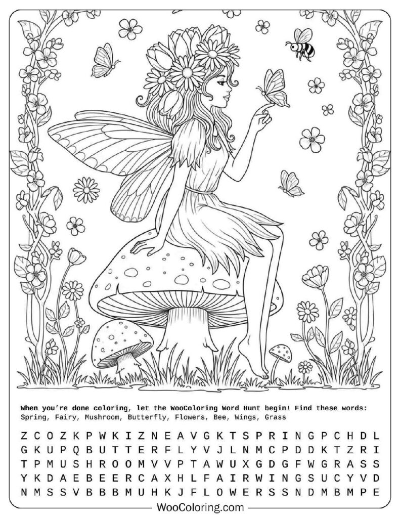 Spring Fairy Coloring Page