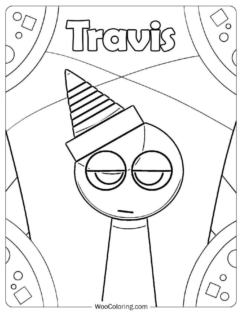 Sprunki All-Stars - Travis Coloring Page For Kids